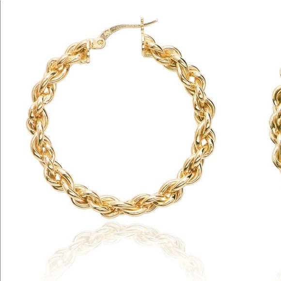 Gabi Reilly 14K Yellow Gold Braided Hoops NWT - Picture 3 of 10